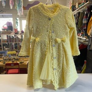 Nannette Yellow Formal Kids Dress and Coat Set